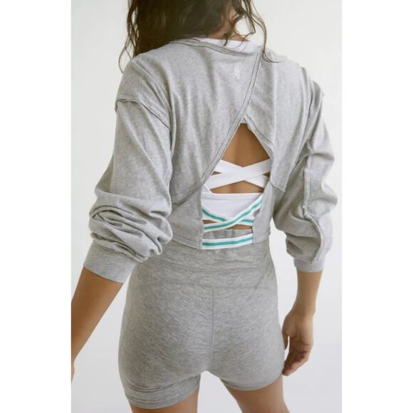 Free People Tops - Free People Movement Gray Cropped long Sleeve